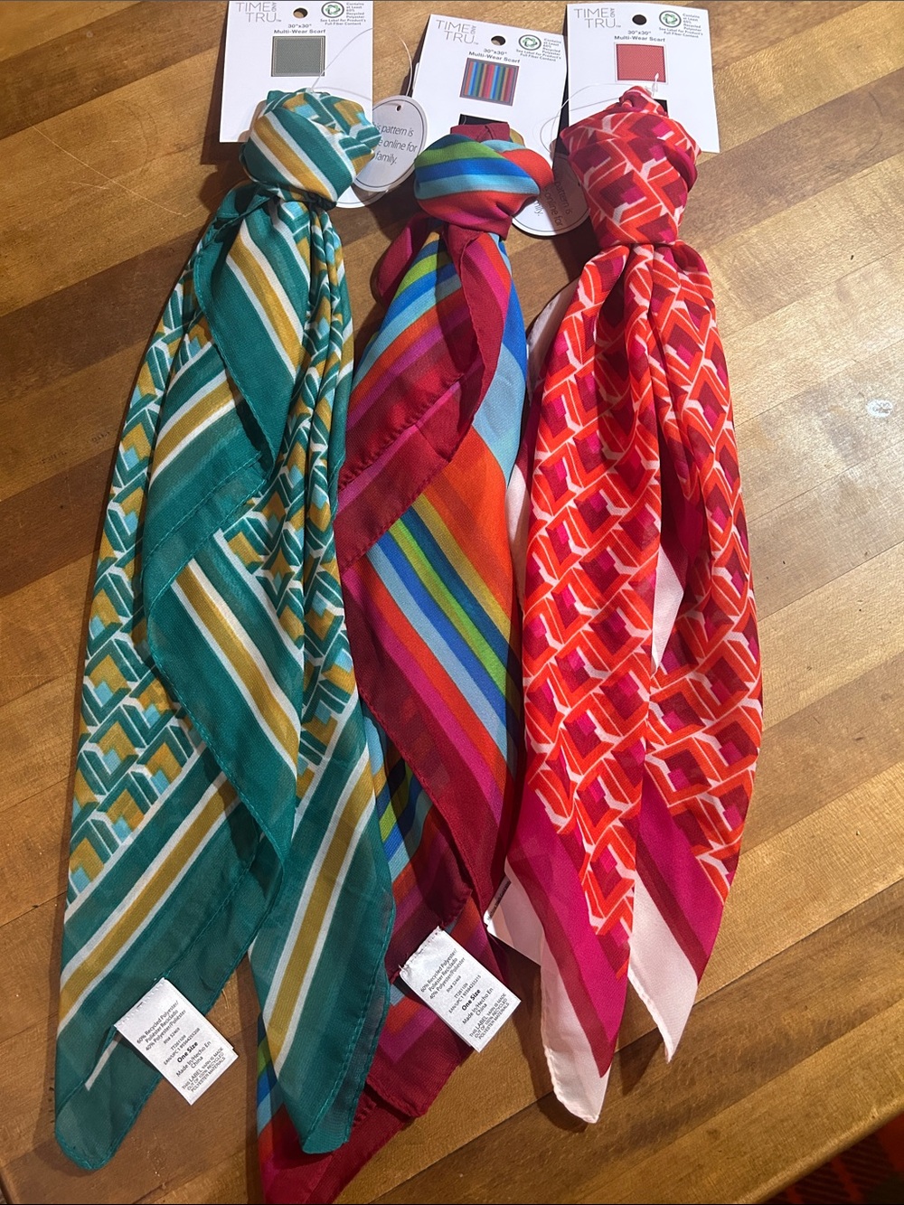 Time and Tru Trio of Patterned Neck Scarves